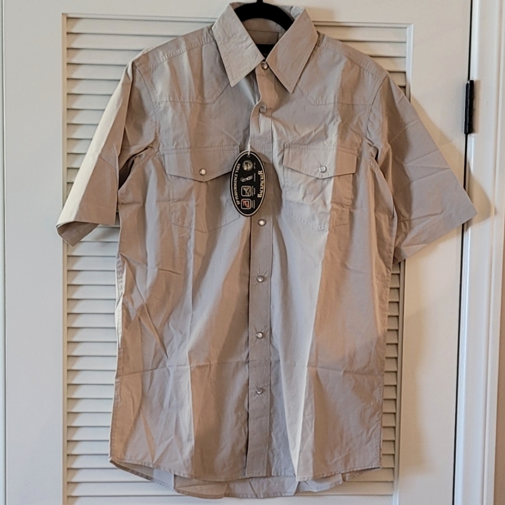 Backpacker - (NWT) Men's Stone Short-Sleeve Western Pearl Snap Shirt